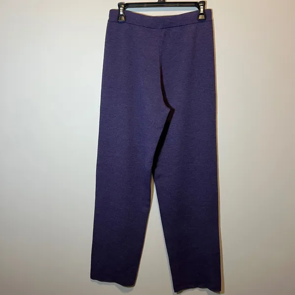 Eileen Fisher Purple 100% Merino Wool Knit Straight Leg Pants Small - Image 2