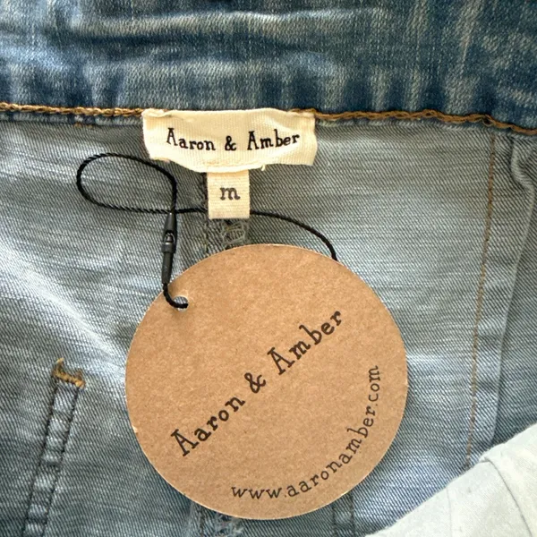 NWT Aaron and Amber Light Blue Flare Bell Bottom Jeans Raw Hem High Waist Sz M - Image 6