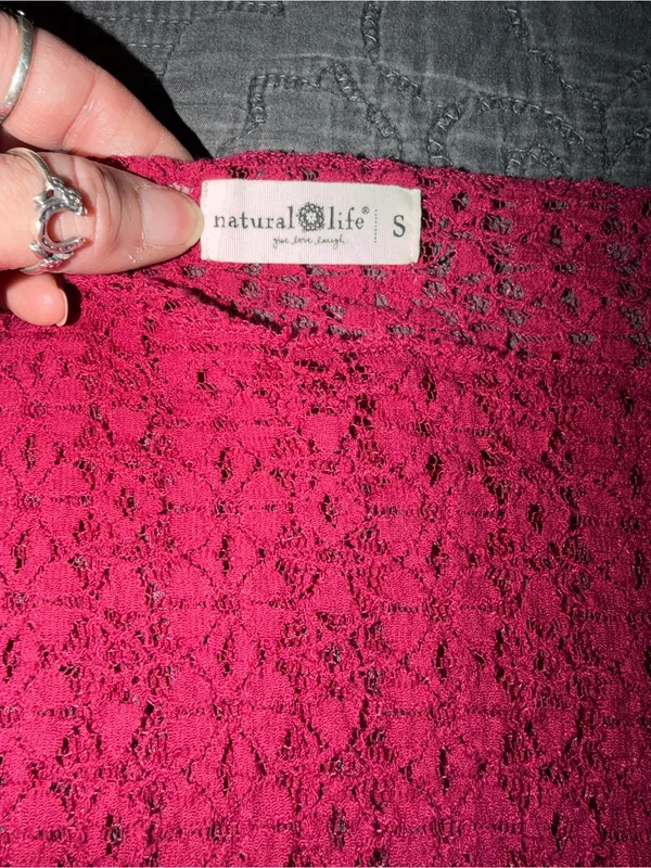 Natural Life Lace Layering Top-Maroon Women’s Size-S - Image 2