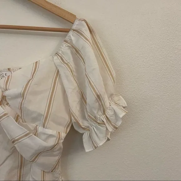 SAGE the Label Crop Puff‎ Sleeve Smocked Blouse Size Small - Image 3