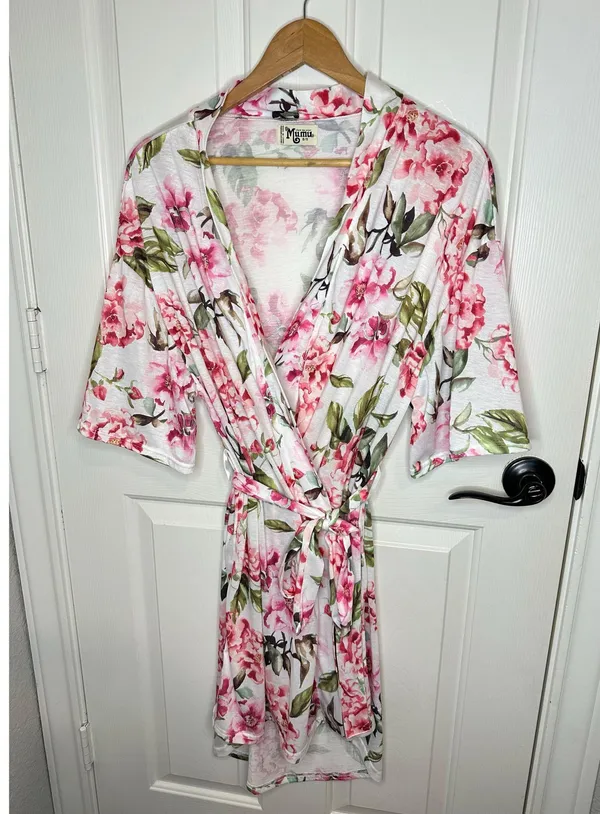 Show Me Your MuMu Garden Of Blooms White Pink Floral Bride Robe OS Girly Boho - Image 3