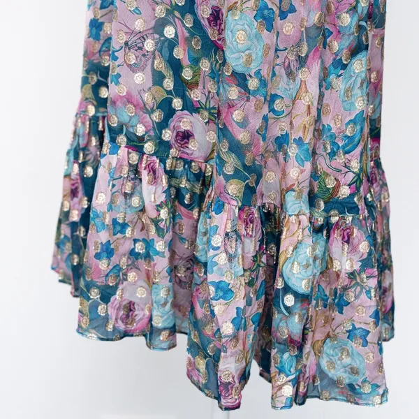 Dress the Population - | Metallic Floral Long Sleeve Midi Dress - Image 11