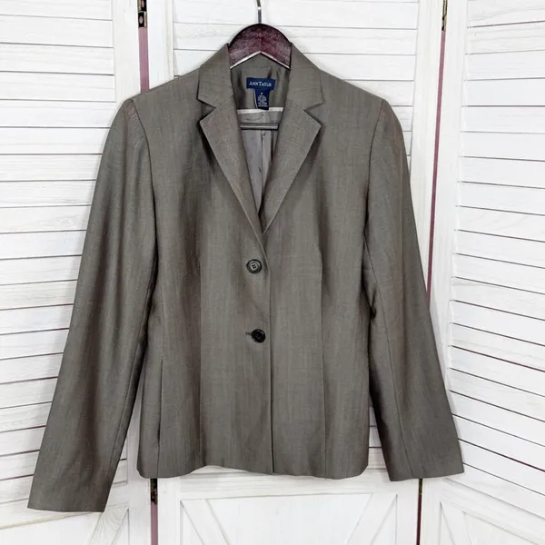Ann Taylor Wool Blend‎ Blazer Jacket Taupe Brown Size 6 - Image 8