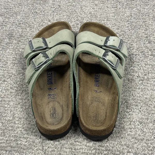 Birkenstock Arizona Leather Sandals Womens 7 Light Green EU 38 Mens 5 - Image 10