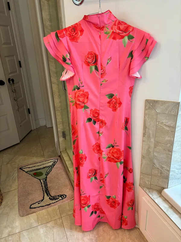 Boutique Pink Rose Cheongsam Dress - Image 2