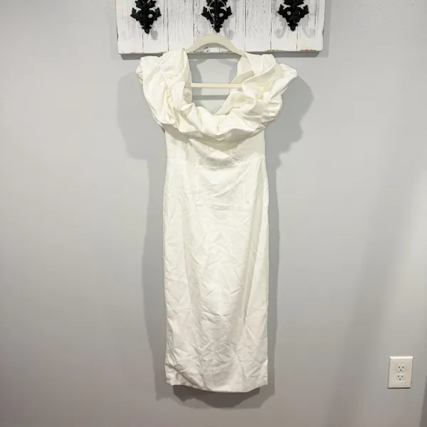NWT Hello Molly White Bridal Frill Midi Dress | Idolise | Size Small - Image 4