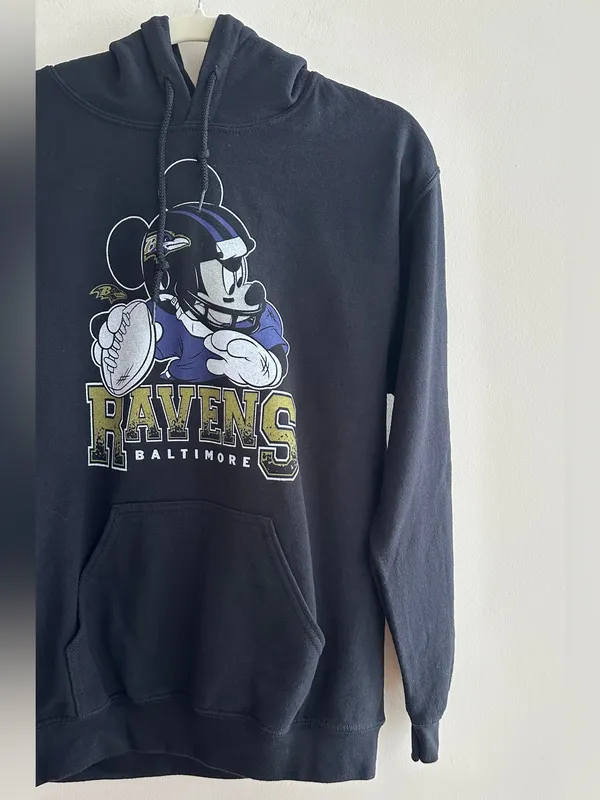 Junk Food Women’s Mickey Mouse Baltimore Ravens Black Hoodie, Size Small - Image 4