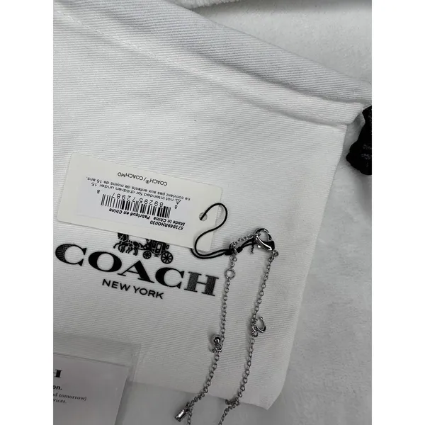 NEW Coach Charm Chain Bracelet Silver Tone Heart Love Jewelry With Pouch Gift - Image 4
