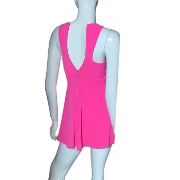 NBD Revolve Believe‎ Me Dres high neck cut out mini neon pink halter small - Image 6