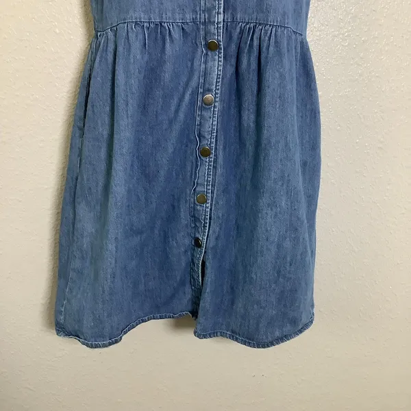 Oasis Blue Denim Retro Button Up Western Cowgirl Country Casual Dress Sz‎ 8 - Image 3