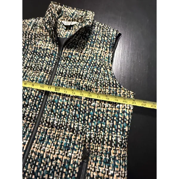 Christopher & Banks Womens‎ Teal Tan Geometric Quilted Puffer Vest Large - Image 3