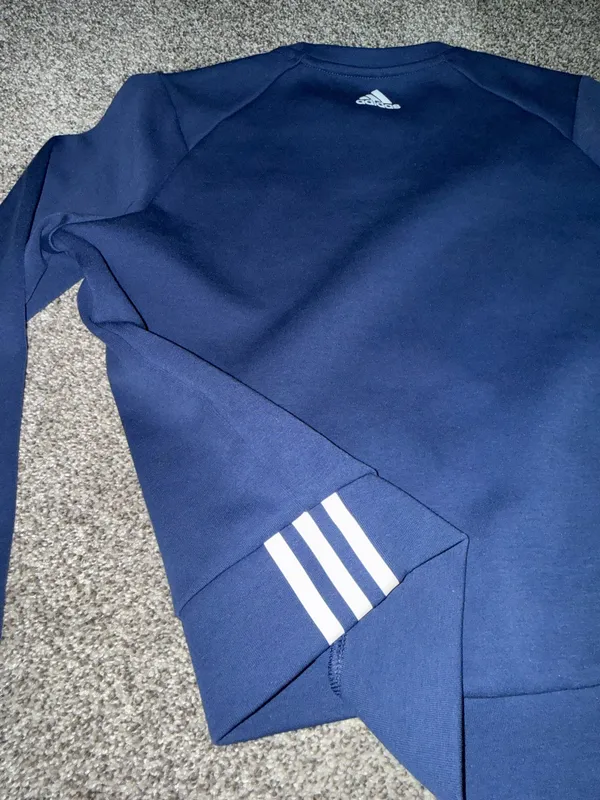 Adidas 3S Perf Swts Sweatshirt Size L Tech Indigo White - Image 4
