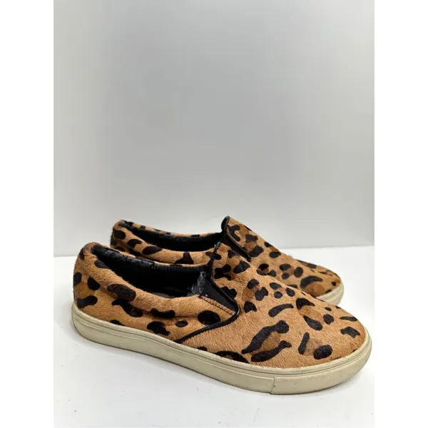 Steve Madden Sneakers Womens Size 7B Leather Upper Cow Hair Leopard Print‎ - Image 3