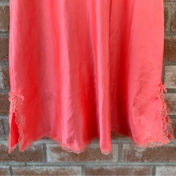 Victoria’s Secret Slip Dress Lingerie Medium Hot Pink Nightie Satin Lace Barbie - Image 6