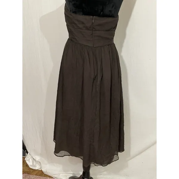 J. Crew 6 Juliet Brown Silk Chiffon Sleeveless Cocktail Dress - Image 2