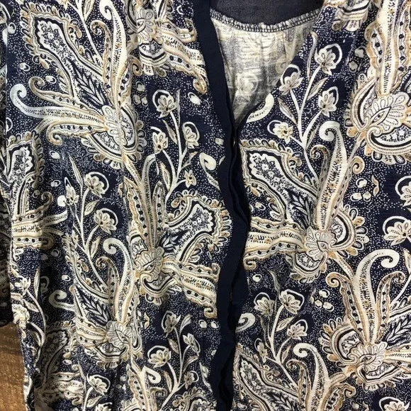 Lucky brand‎ top women's small Paisley Print Boho Multicolored 3/4 Sleeves - Image 2
