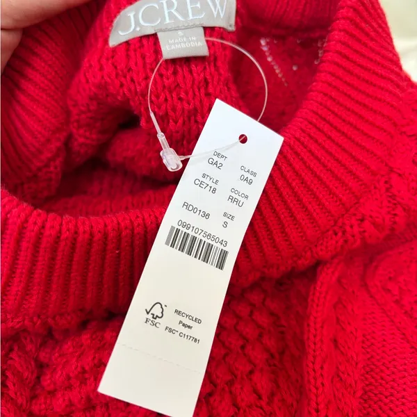 J Crew Red Cable Knit Sweater size small new‎ - Image 6