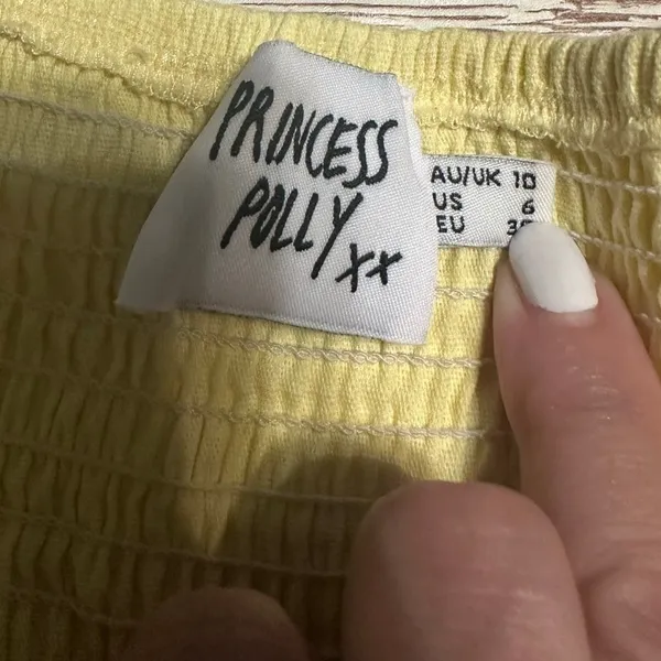 Princess Polly Strapless Dress Women's Size 6 Yellow Lined Smocked Fit Flare - Image 4