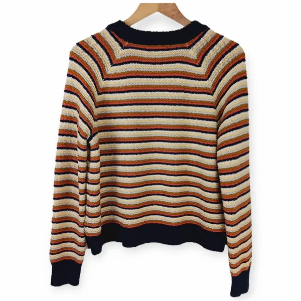 Madewell SZ S Arden V-Neck Crop Striped Pullover Sweater In Stripe - Image 4