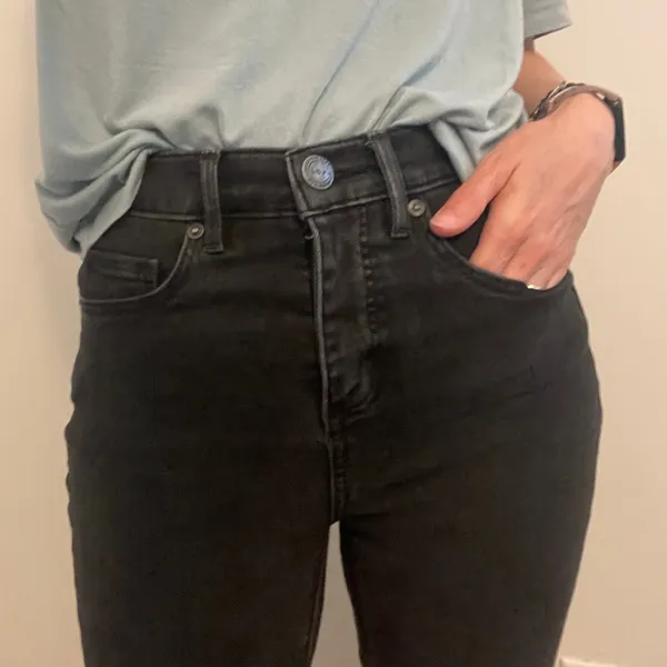 LOFT High Waist Straight Crop Jeans size 24 00 Frayed Hem Black Everyday Casual‎ - Image 2