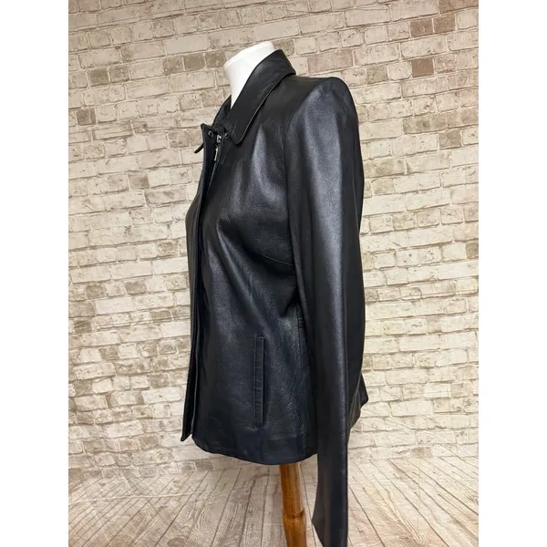 Valerie Stevens Jacket Womens‎ Size M Black Lambskin Leather Zip Front - Image 2