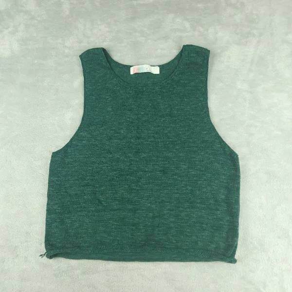 Free People FP Beach Green Top Sweater Vest Linen Blend Size S Small Boho - Image 2