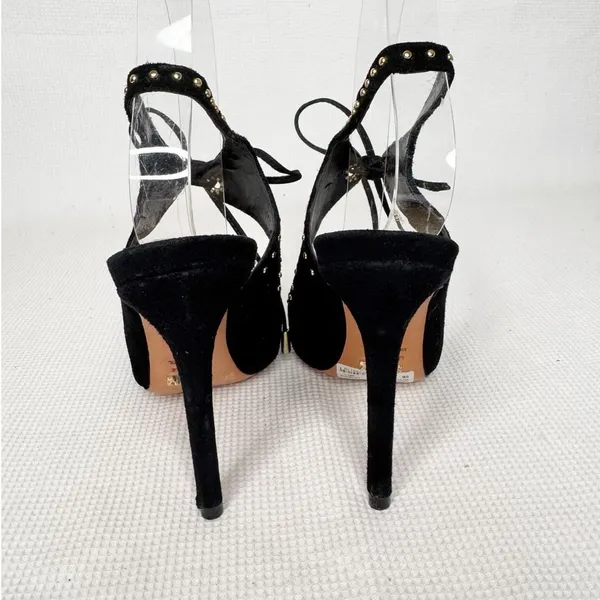 Schutz Black Suede Studded Tie Heels Size 6B - Image 4