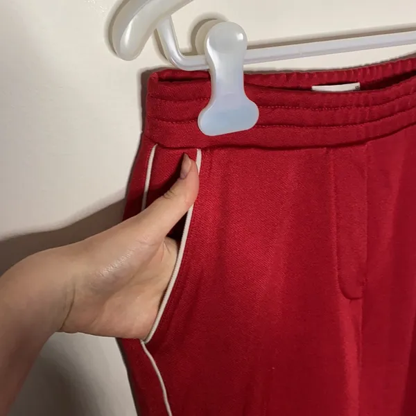 Aritzia Wilfred Free Shimada red track pants with ankle zip size XXS - Image 6