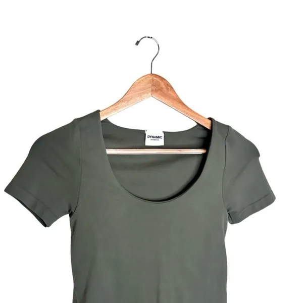 Dynamic Body Suit Green Scoop Neck One Size Short Sleeve Built In Bra Style 1291 - Image 2