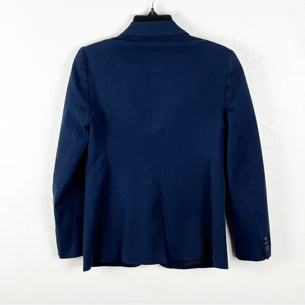 J. CREW Parke Navy Bi-Stretch Lined Single Button Blazer Size 2 Career Preppy - Image 2