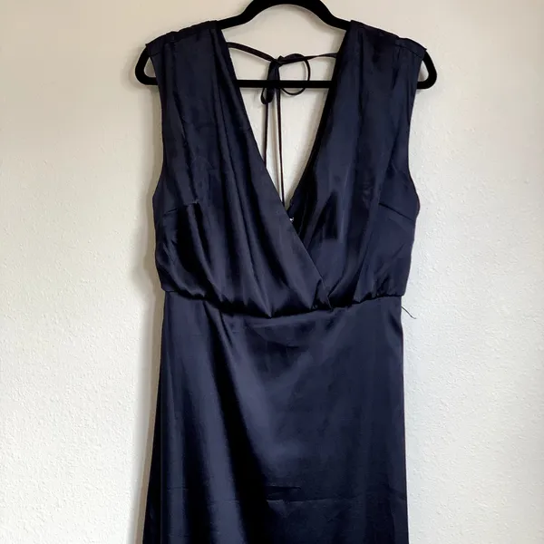 NWT Dessy Collection‎ Charmeuse Cap Sleeve Gown Dress in Midnight Blue - Image 6