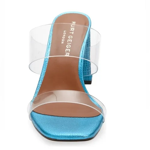 Kurt Geiger Party Clear Block Heel Sandal Glass Slipper Barbie Blue Size 8.5, NW - Image 5