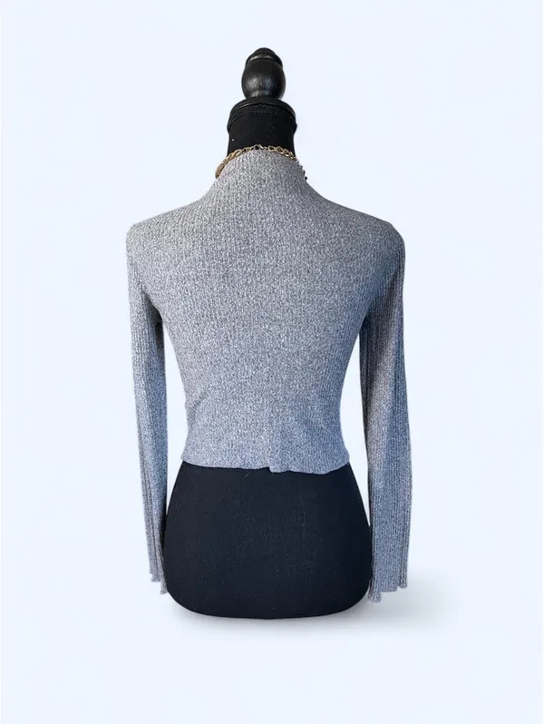 Vintage Y2K Ambiance Ribbed Mock Neck Crop Top Coastal Old Money Size Small 🤍 - Image 3