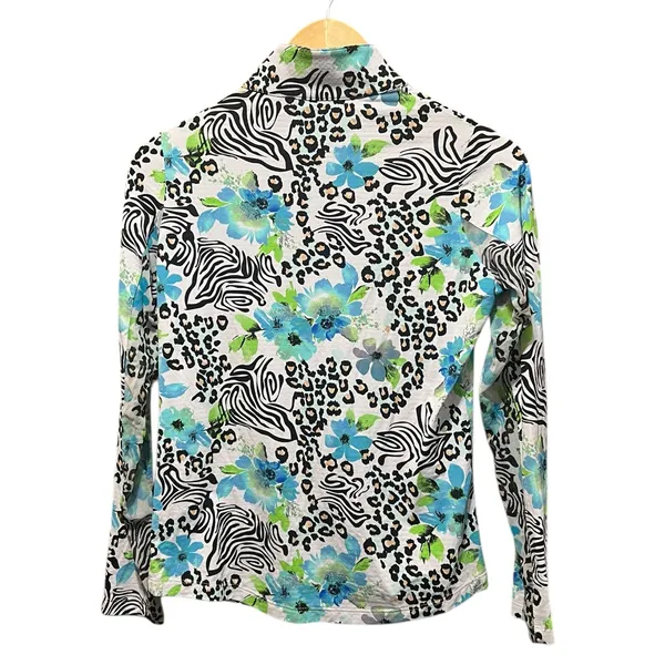 IBKUL Eva Polo‎ Zip Top Peri Long Sleeve Golf Shirt Womens UPF 50 size XS - Image 6