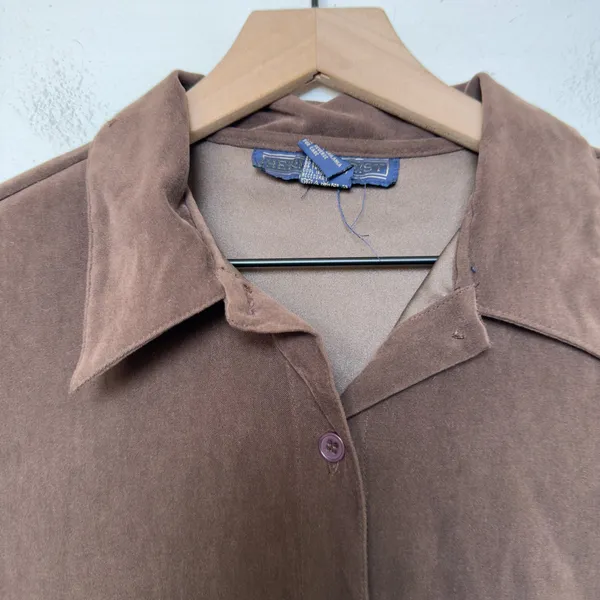 Herman Geist Faux Suede Dress‎ Medium Chocolate Brown Western Long Sleeve Boho - Image 2