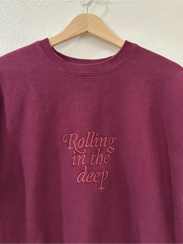 Adele Rolling In The Deep Embroidered‎ Crewneck Sweatshirt Burgundy Size M Merch - Image 2