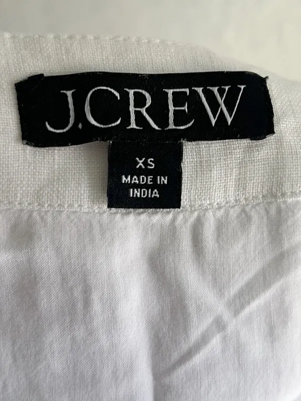 J.Crew Claudia White Linen Shift Mini Dress XS coastal quiet luxury - Image 4