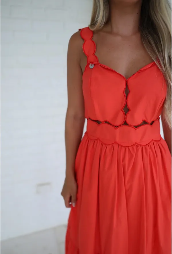 Boutique Cutout Midi Dress Red - Image 2