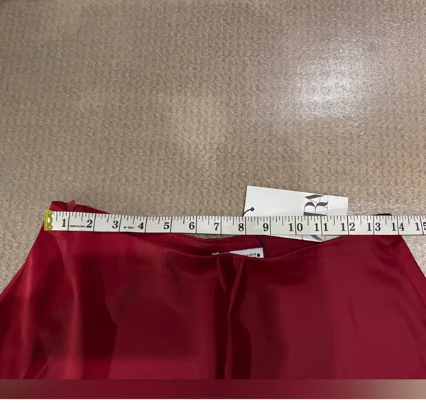 Zara A-line Burgundy Satin Midi Skirt Size S - Image 4