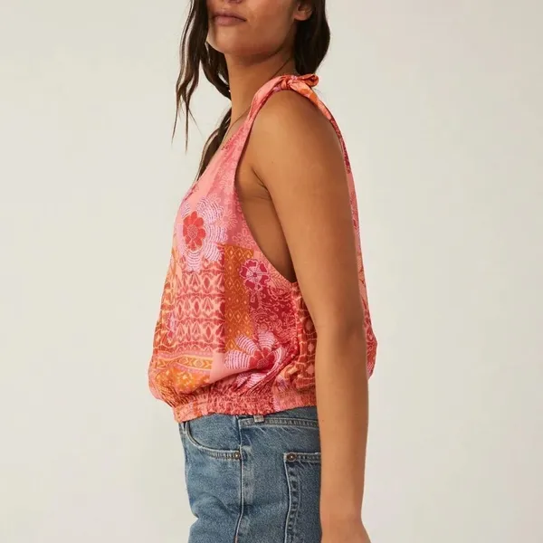 NWOT Free People Tied To You Tank in Lemonade Combo Sz S - Image 3