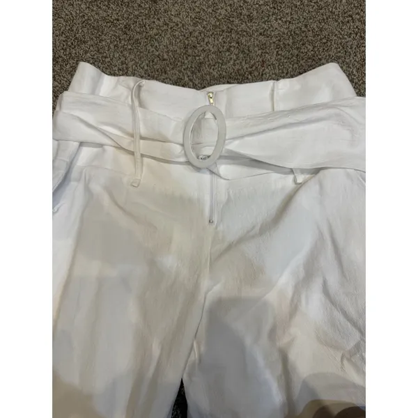 Noracora Pants Womens Extra Large White‎ Cropped High Rise Belted - Image 2
