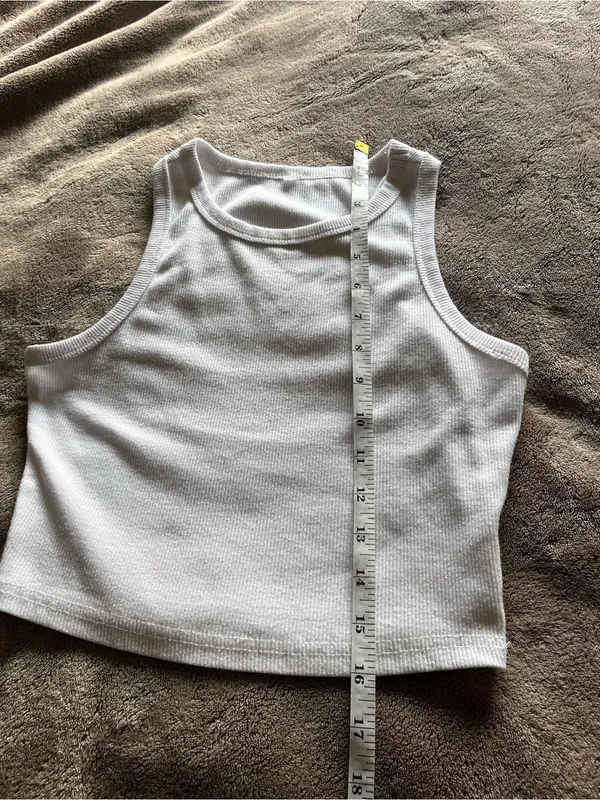 Back To Basics Everyday White Ribbed Tank Top Women’s Sz M GUC - Image 5