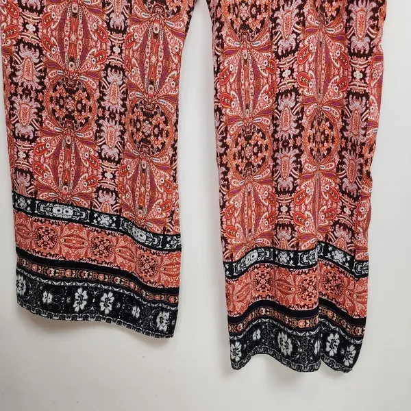 Purple Snow Wide Leg Jumpsuit Bohemian Ethnic Print Palazzo Spaghetti Straps M - Image 10