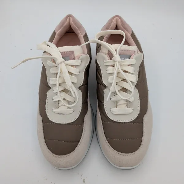Dolce Vita x GREATS Evana Sneakers Womens 8 Taupe Suede Nylon Lace Up‎ Collab - Image 4