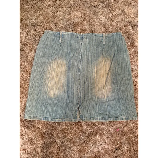 Vintage Y2K Revolt Jeans Co Embroidered Paisley Denim Mini Skirt Western Boho - Image 2