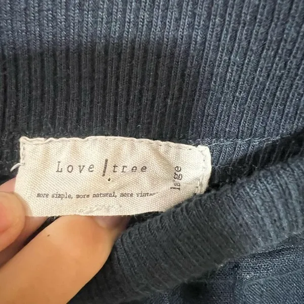 Love Tree Women Pants Linen Blend Navy Drawstring Capri Large - Image 7