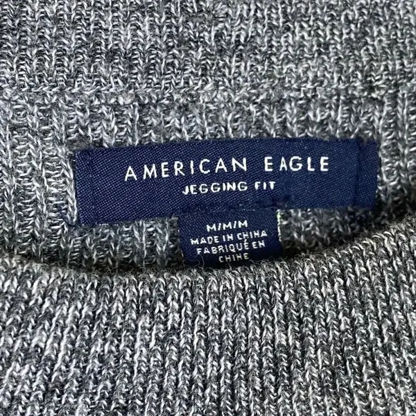 American Eagle Grey & Tan Striped Knit Crewneck Jegging Fit Sweater Size M - Image 3
