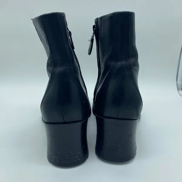 Timberland Alyse Black Leather Block Heel Ankle Boots Moto Y2K Women's size 7 - Image 4