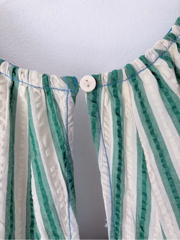 Free People Bop Around Green Cream Stripe Romper size medium - Image 11