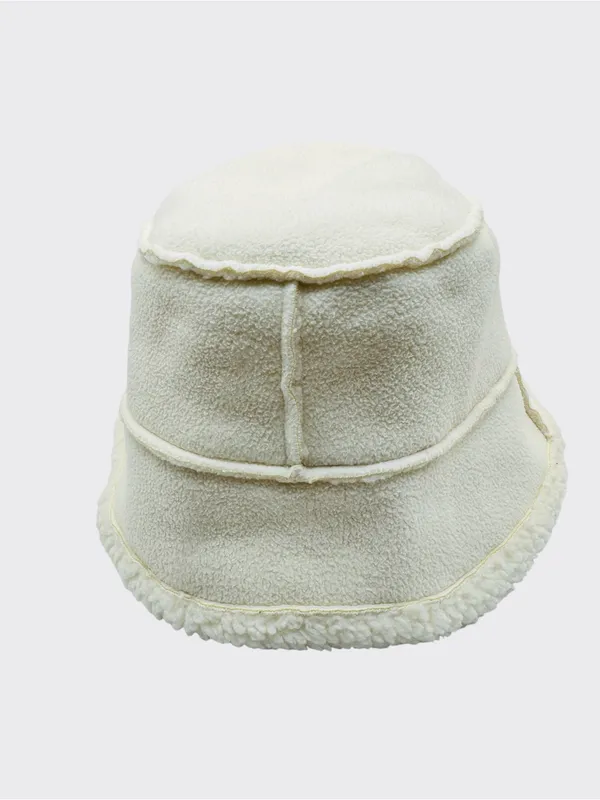 Lands’ End Ivory Sherpa Fleece Bucket Hat Cozy Winter Teddy Hat Medium - Image 3